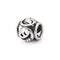 Silver bead charm with intricate design on a white background