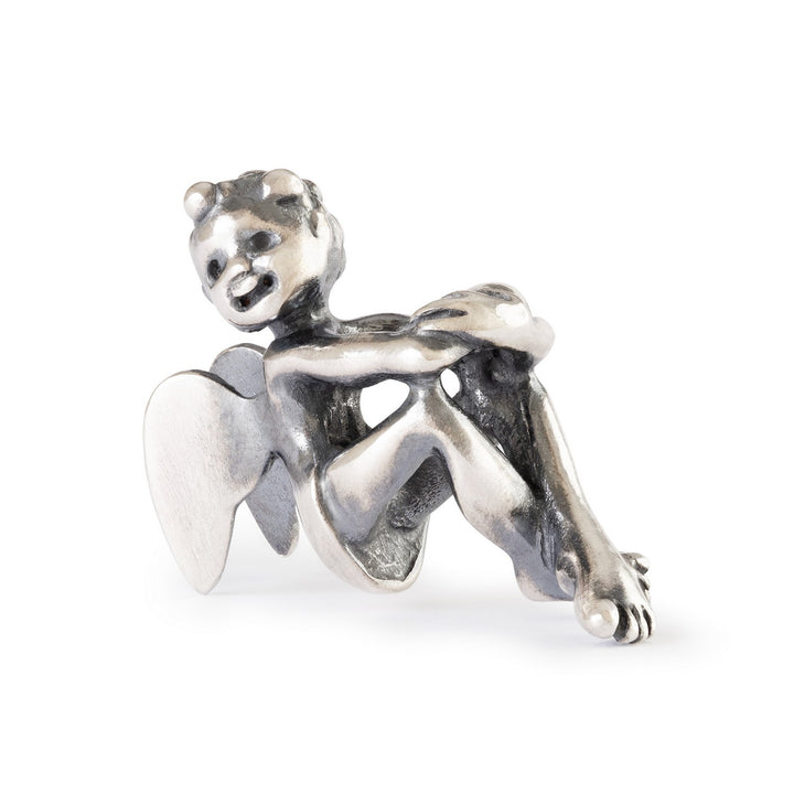 Silver panda bear charm on a white background