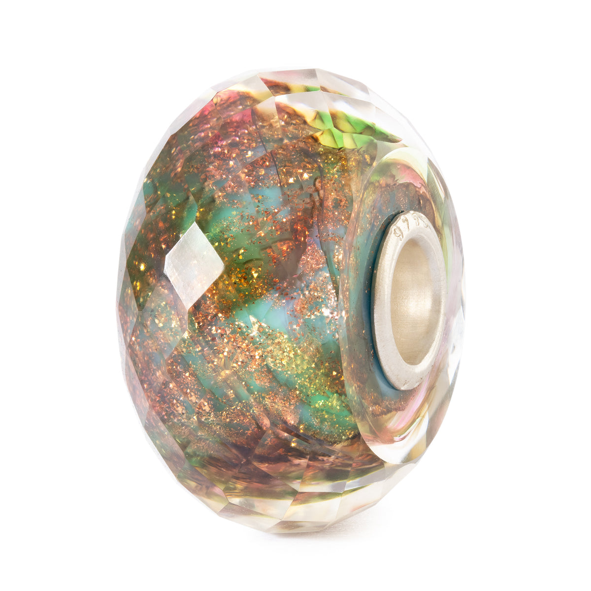 Multicolored glass bead on a white background