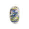 Decorative glass bead with floral pattern on a white background