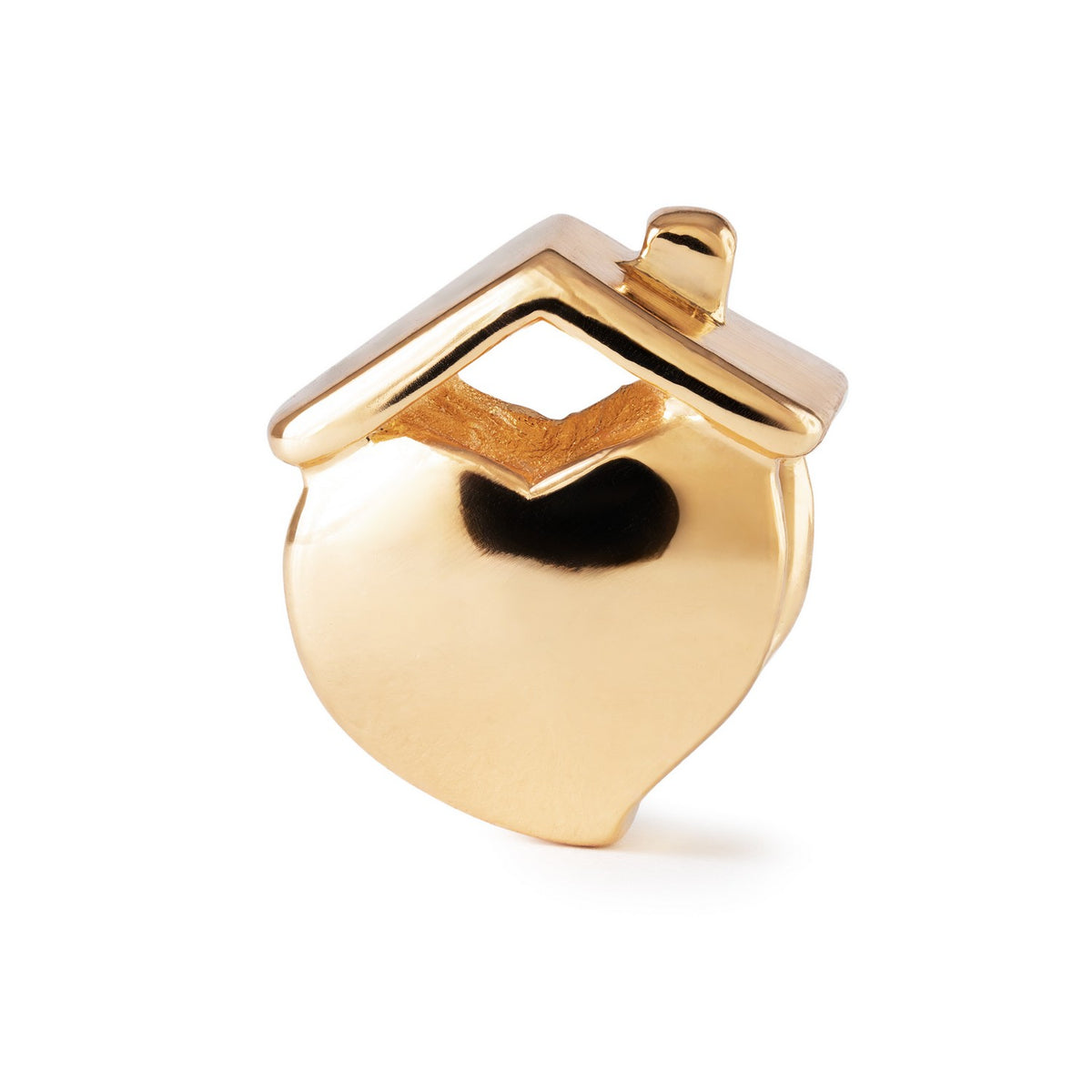 Gold heart-shaped pendant on a white background