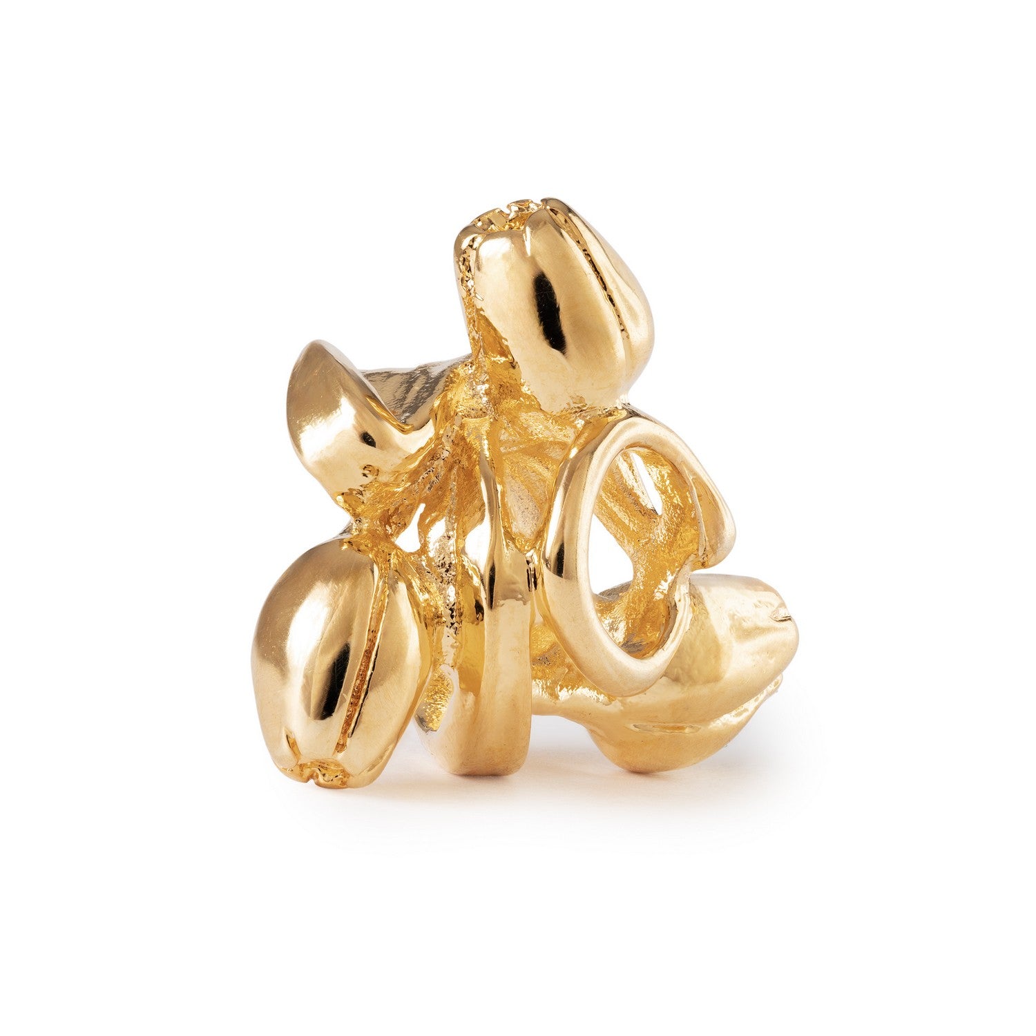 Gold bicycle charm on a white background