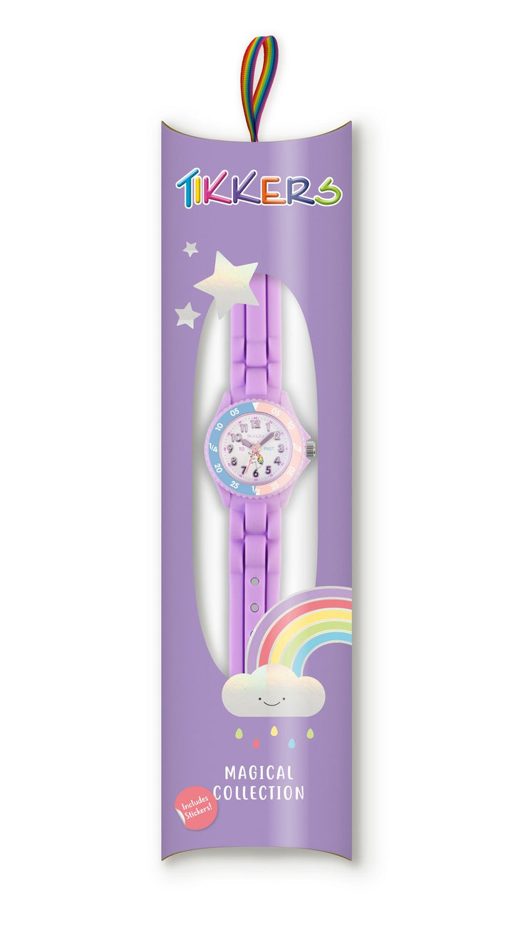 Tikkers Girls Purple Silicone Strap Unicorn Dial Time Teacher Watch TK0147