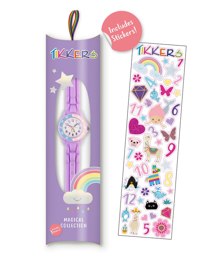 Tikkers Girls Purple Silicone Strap Unicorn Dial Time Teacher Watch TK0147