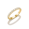 A yellow gold eternity ring featuring a continuous row of round-cut clear gemstones, shown on a clean white background with a soft shadow.