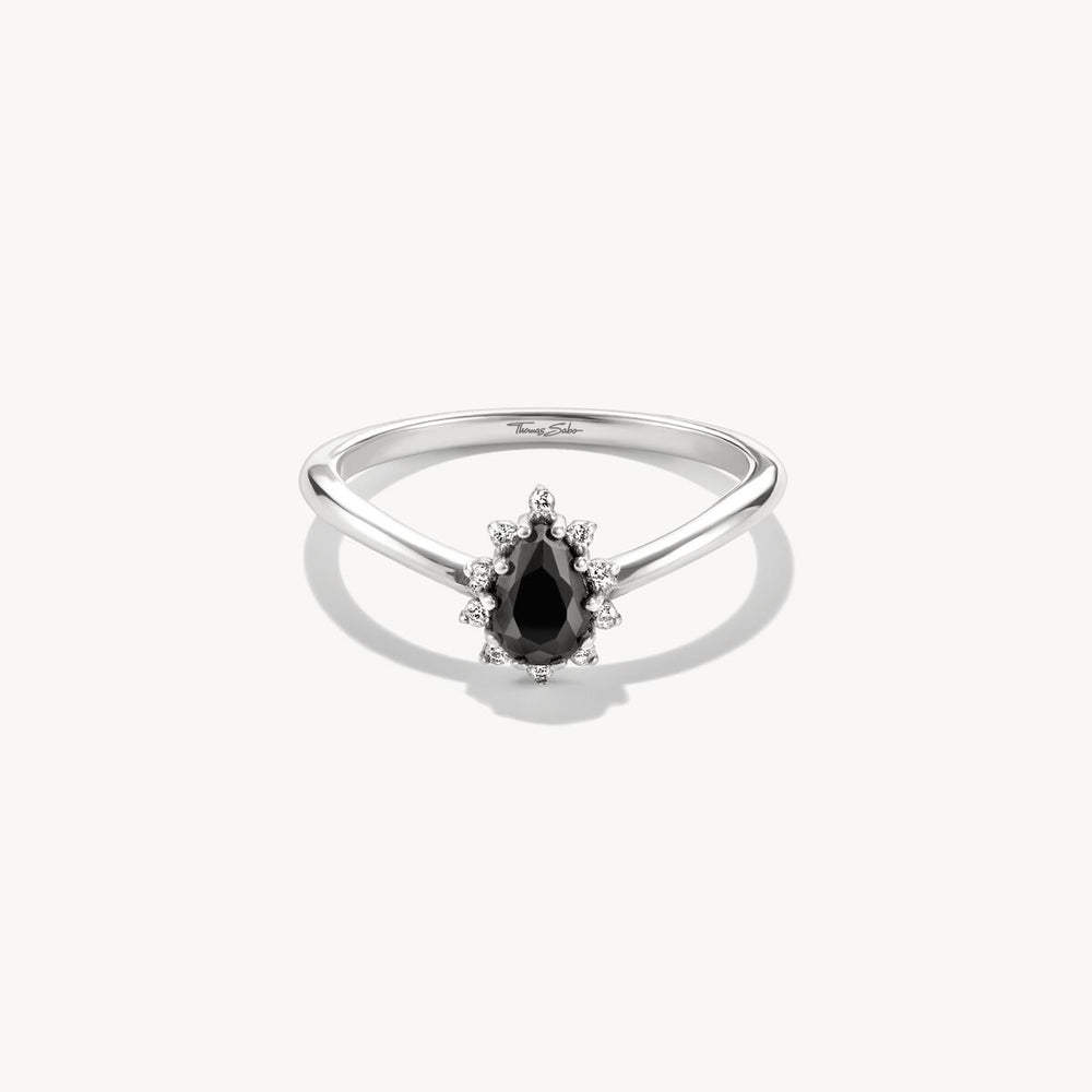Thomas Sabo Sterling Silver True Romance Black Zirconia Drop Ring TR2479-643-11