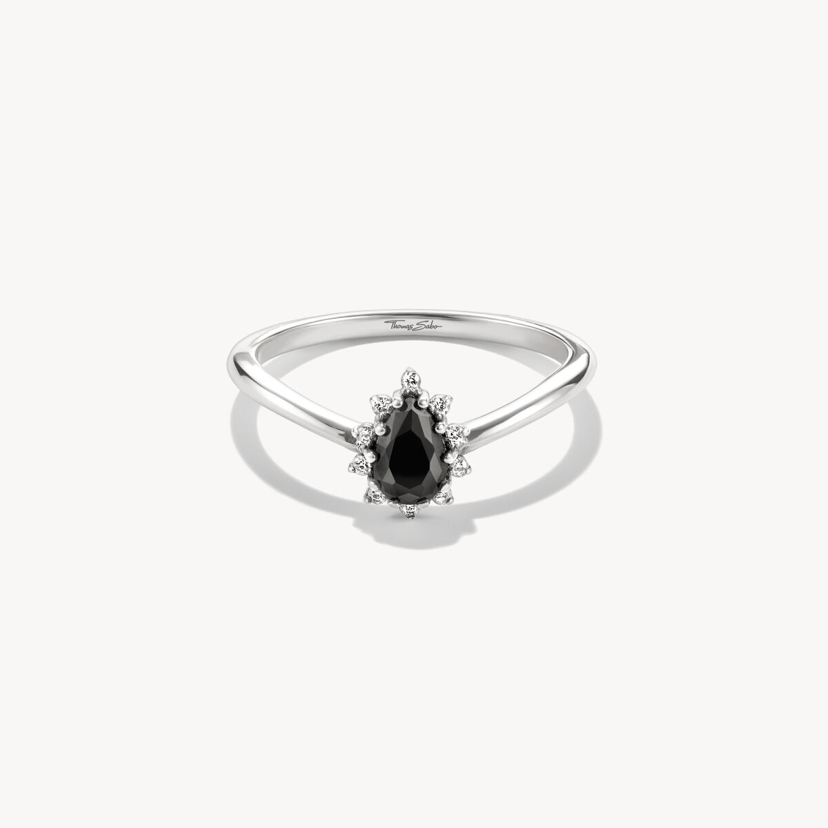 Thomas Sabo Sterling Silver True Romance Black Zirconia Drop Ring TR2479-643-11