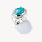 Silver ring with a turquoise stone on a white background