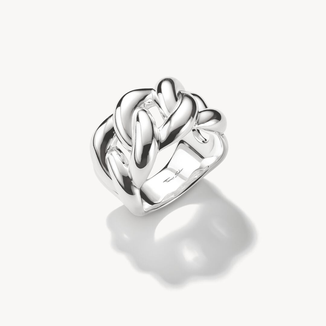 Silver knot ring on a white background