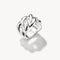 Silver knot ring on a white background