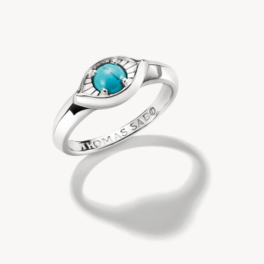 Thomas Sabo Elyndra Sterling Silver Imitation Turquoise Small Eye Ring TR2527-404-17
