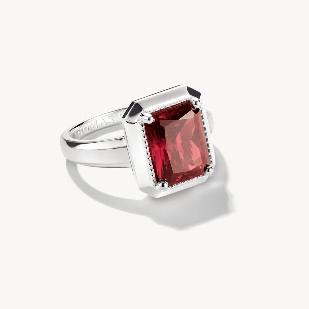Thomas Sabo Elyndra Sterling Silver Garnet Red Zirconia Stone Ring TR2528-051-10