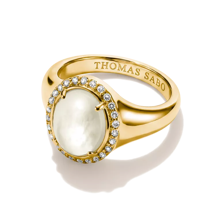 Thomas Sabo 18k Gold Plated Fluid Elegance Mother Of Pearl Halo Ring TR2542-M01-14