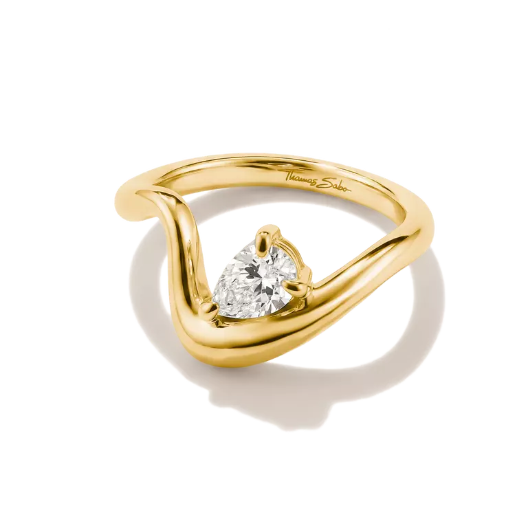 Thomas Sabo 18k Gold Plated Fluid Elegance Teardrop Zirconia Ring TR2543-M01-14