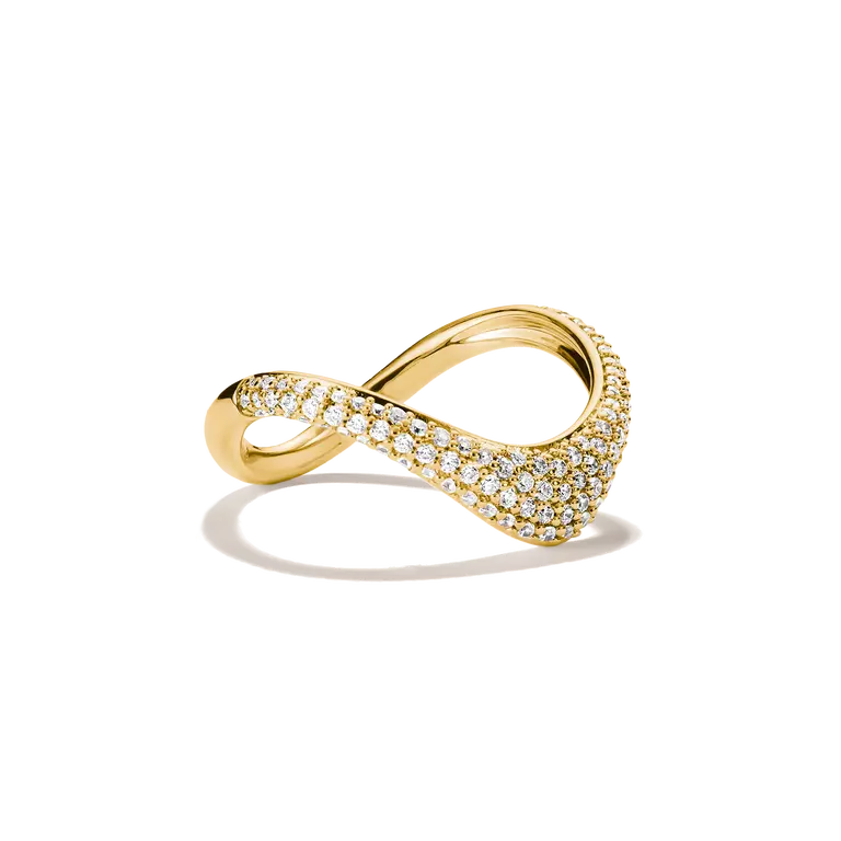 Thomas Sabo 18k Gold Plated Fluid Elegance Zirconia Wave Ring TR2546-M01-14