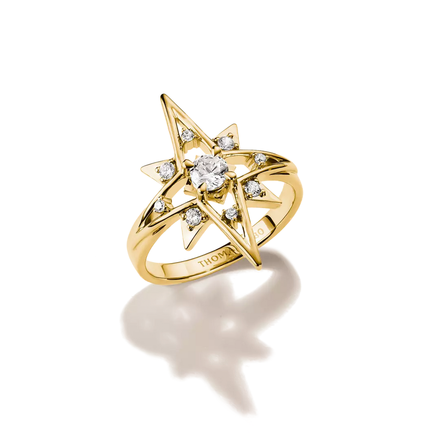 Thomas Sabo Midnight Sky 18ct Gold Plated Ring TR2550-M01-14