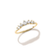 A yellow gold ring featuring five marquise-cut clear gemstones set in a row, shown on a clean white background with a soft shadow.