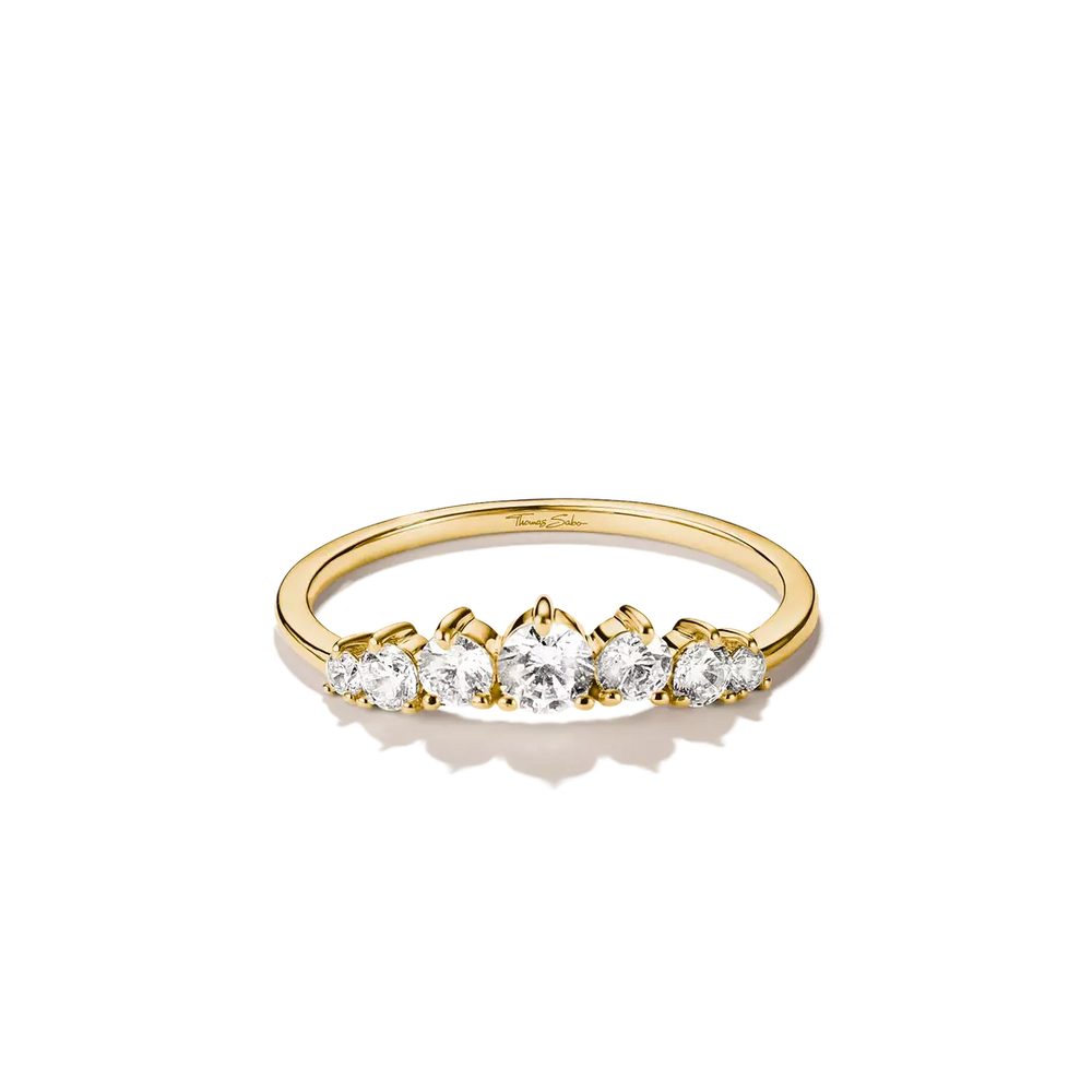 Thomas Sabo Midnight Sky 18ct Gold Plated White Zirconia Ring TR2551-M01-14