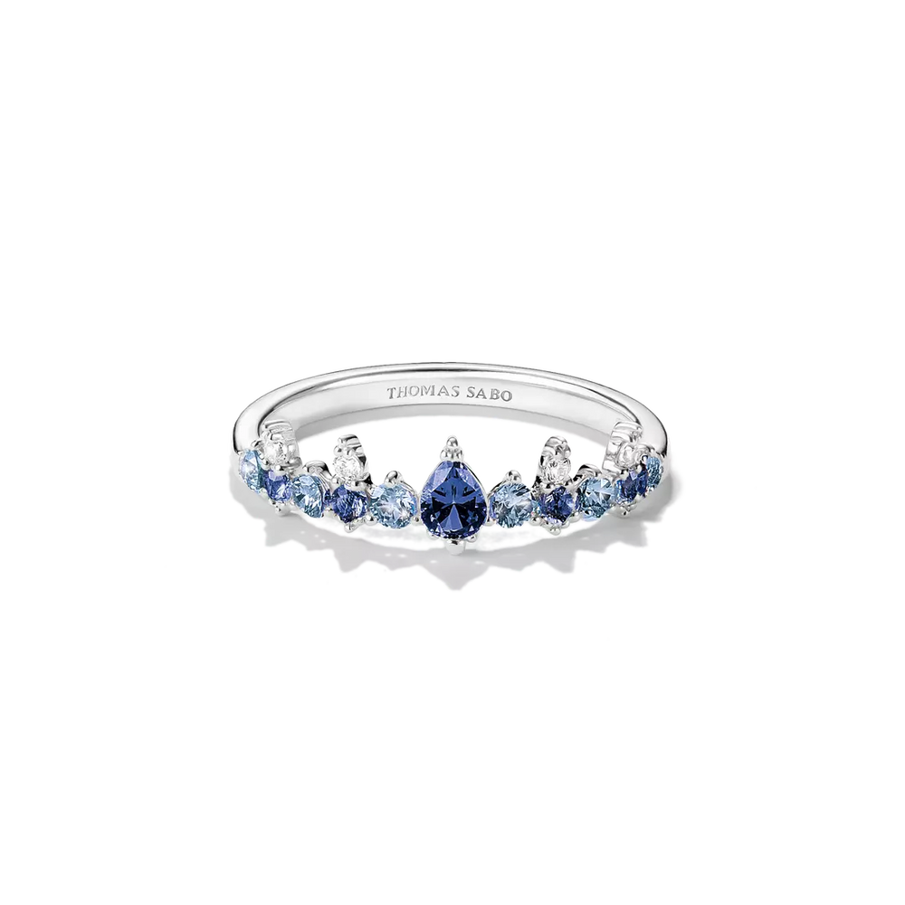 Thomas Sabo Midnight Sky Sterling Silver Blue Crystal Zirconia Ring TR2552-166-1