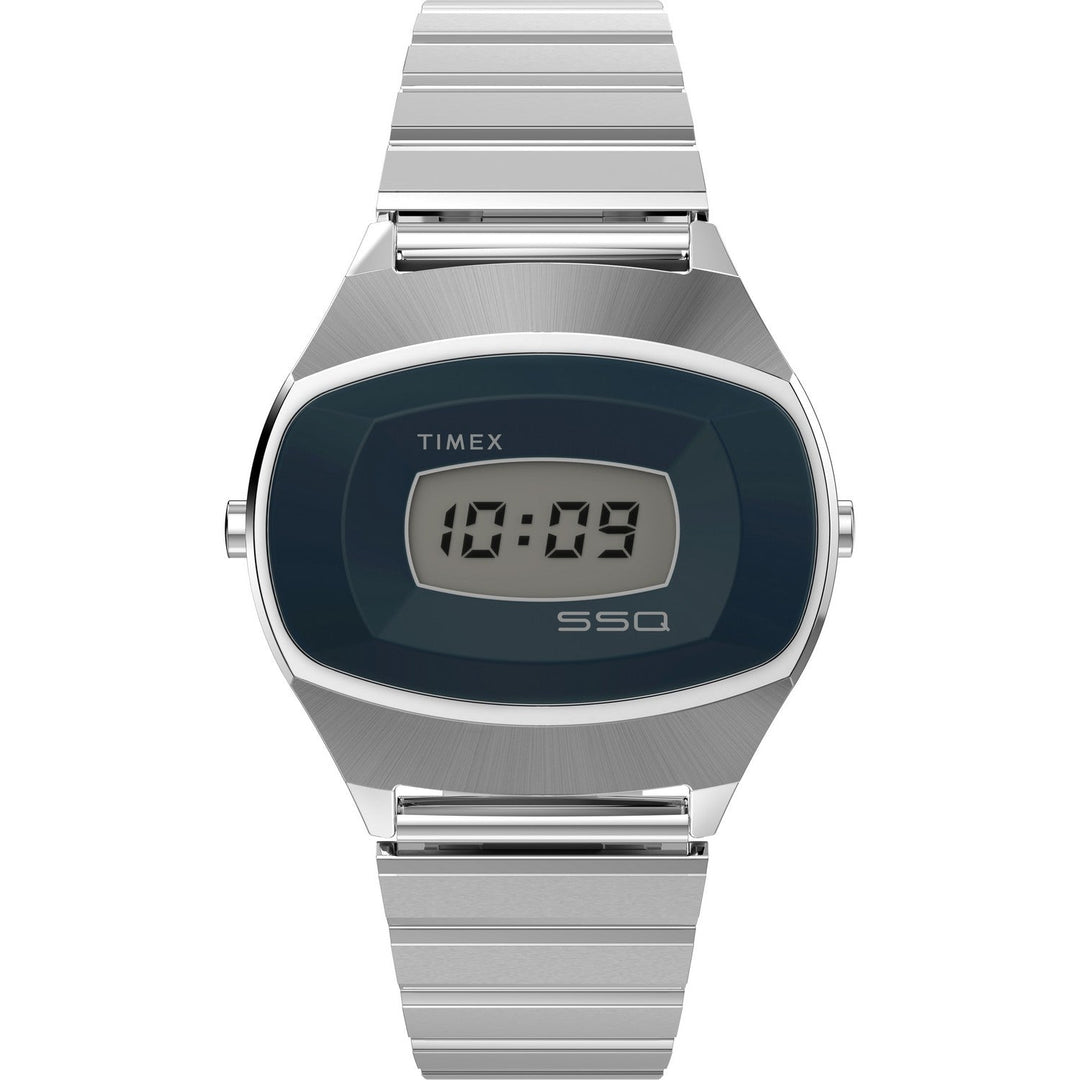 Timex Mens Q Timex Stainless Steel Digital Dial Watch TW2Y06100