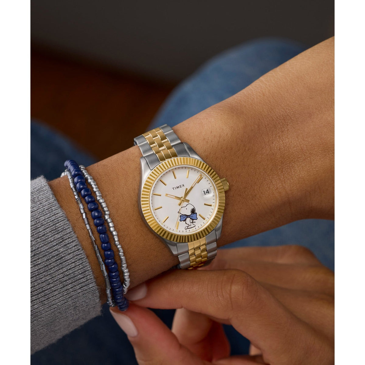 Timex Womens Peanuts Stainless Steel White Dial Watch TW2Y11100