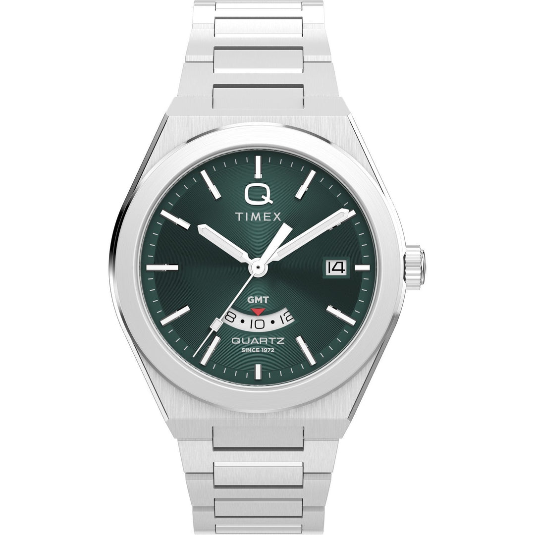 Timex Mens Q Timex Stainless Steel Green Dial Watch TW2Y24800