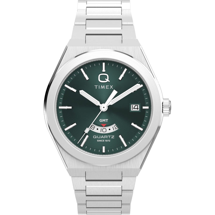 Timex Mens Q Timex Stainless Steel Green Dial Watch TW2Y24800
