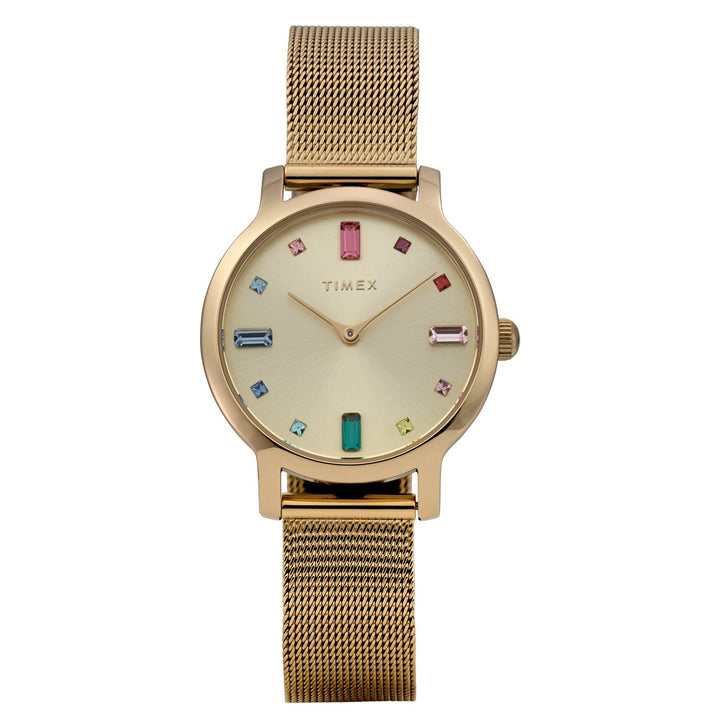 Timex Womens Trend Brass Gold-Tone Dial Watch TW2Y26400
