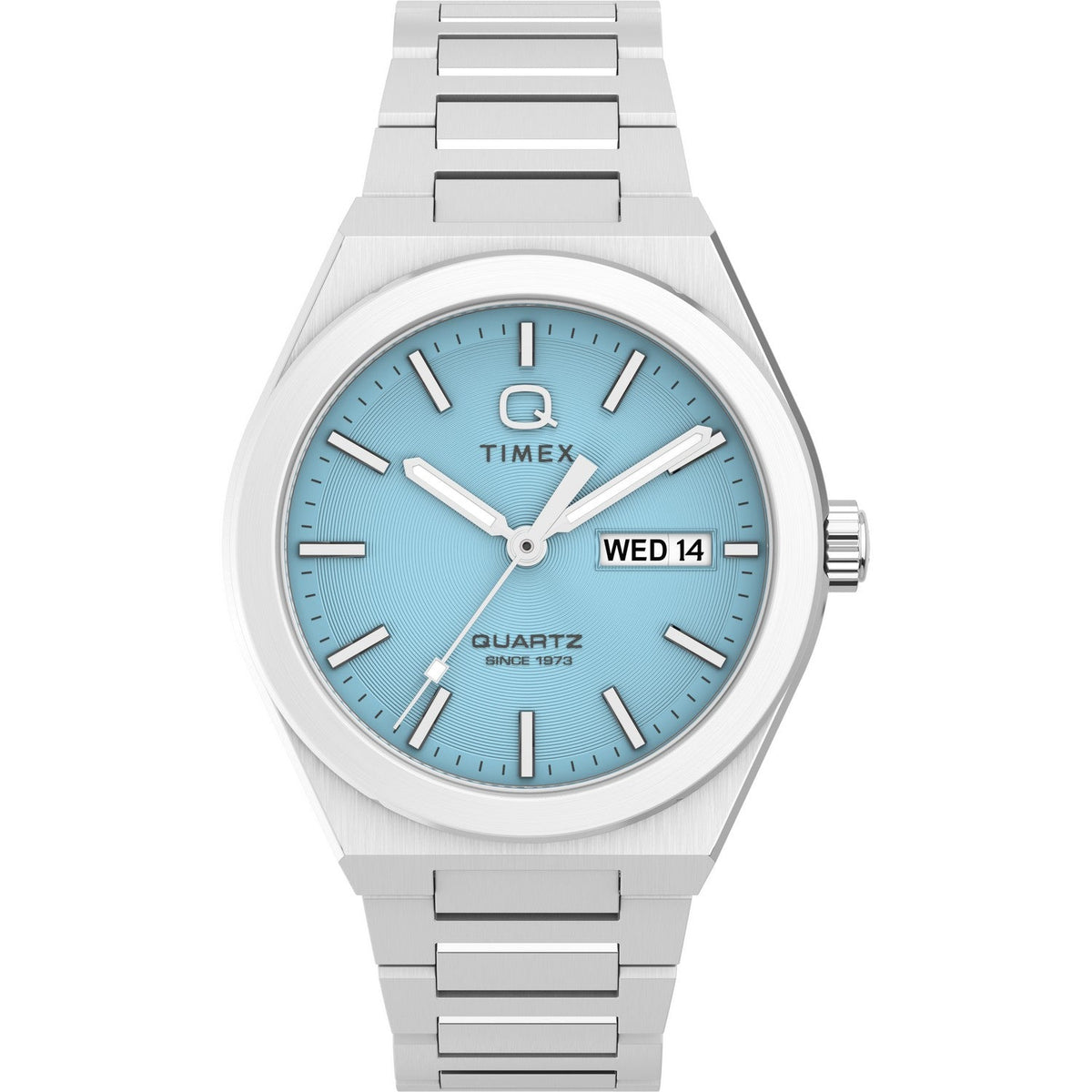 Timex Mens Q Timex Stainless Steel Blue Dial Watch TW2Y35200