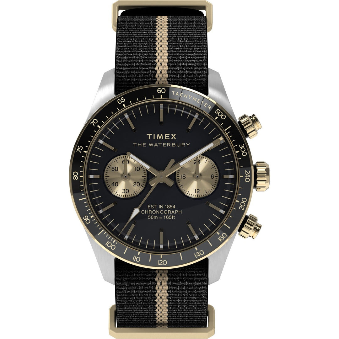 Timex Mens Waterbury Stainless Steel Black Dial Watch TW2Y35400