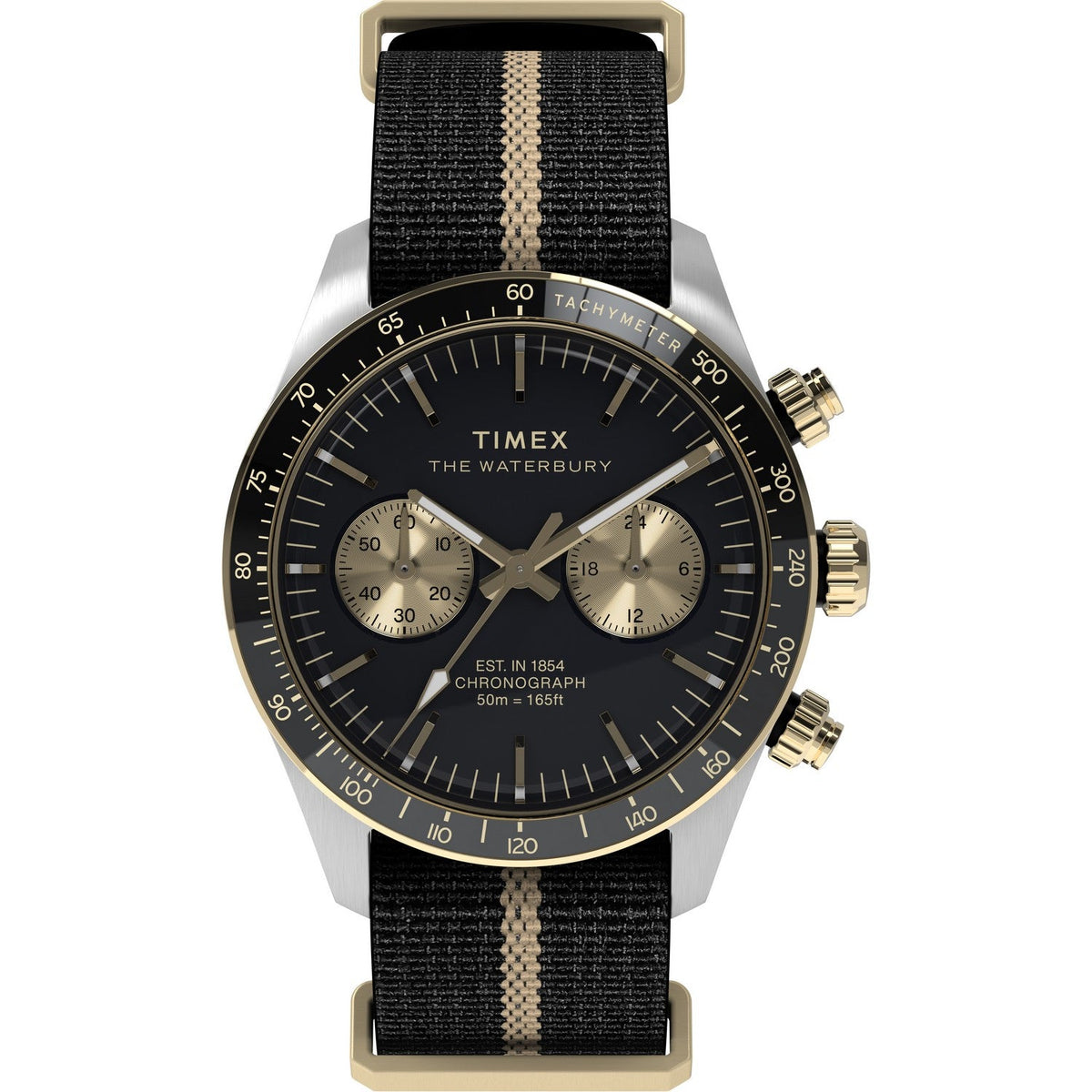 Timex Mens Waterbury Stainless Steel Black Dial Watch TW2Y35400