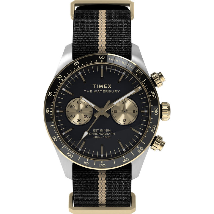 Timex Mens Waterbury Stainless Steel Black Dial Watch TW2Y35400