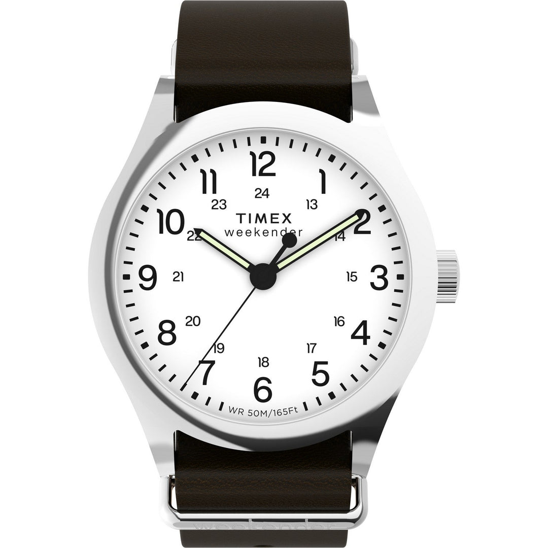 Timex Mens Weekender Main Line Stainless Steel White Dial Watch TW2Y35800