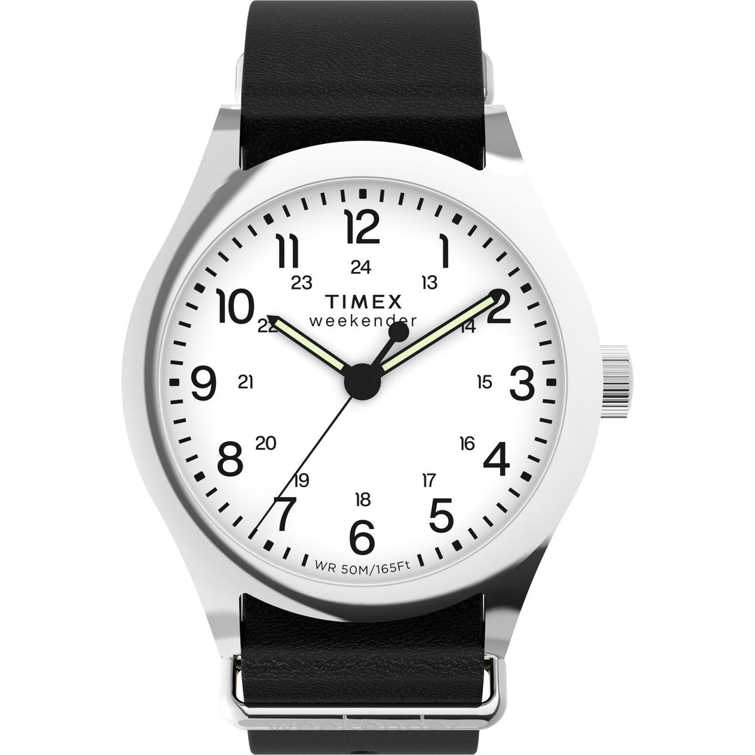 Timex Mens Weekender Main Line Stainless Steel White Dial Watch TW2Y35900
