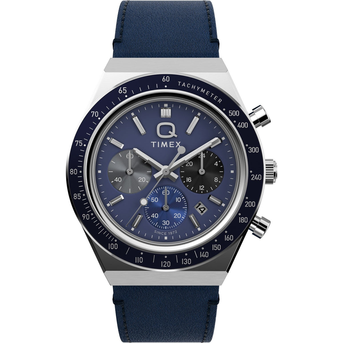 Timex Mens Q Timex Stainless Steel Blue Dial Watch TW2Y36100