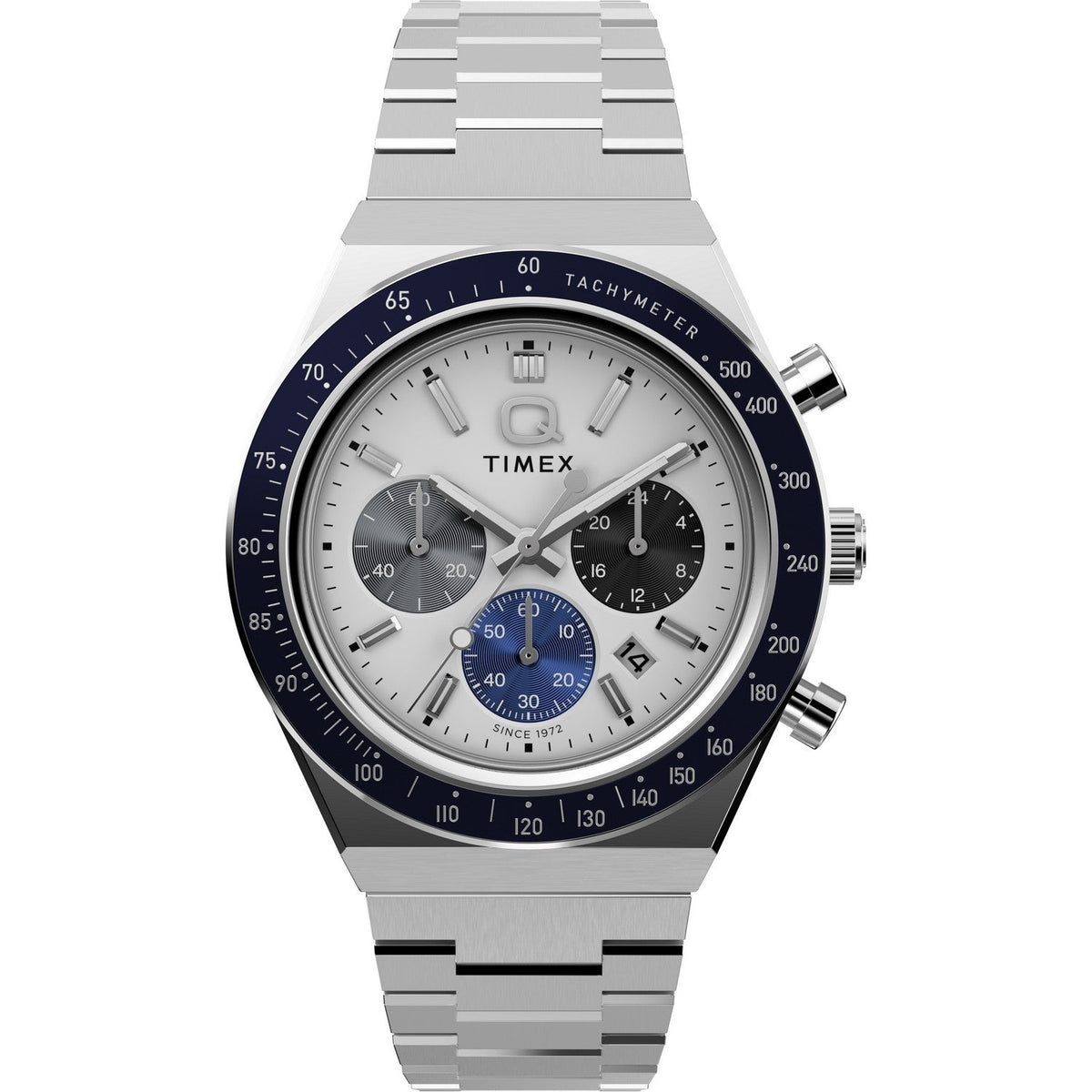 Timex Mens Q Timex Stainless Steel White Dial Watch TW2Y36200