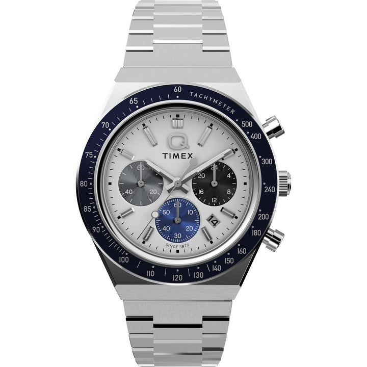 Timex Mens Q Timex Stainless Steel White Dial Watch TW2Y36200