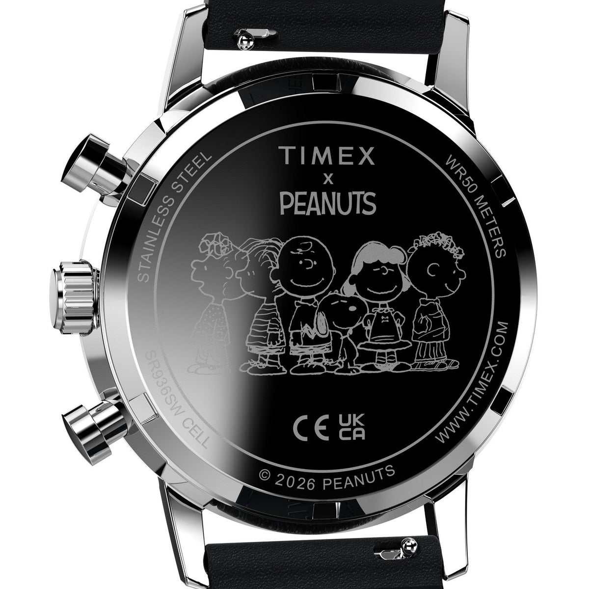 Timex Mens Peanuts Stainless Steel Black Dial Watch TW2Y48500