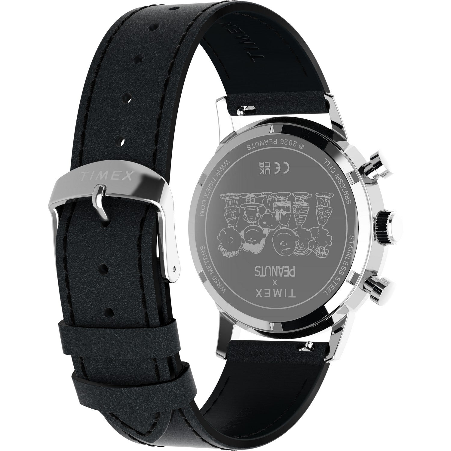 Timex Mens Peanuts Stainless Steel Black Dial Watch TW2Y48500