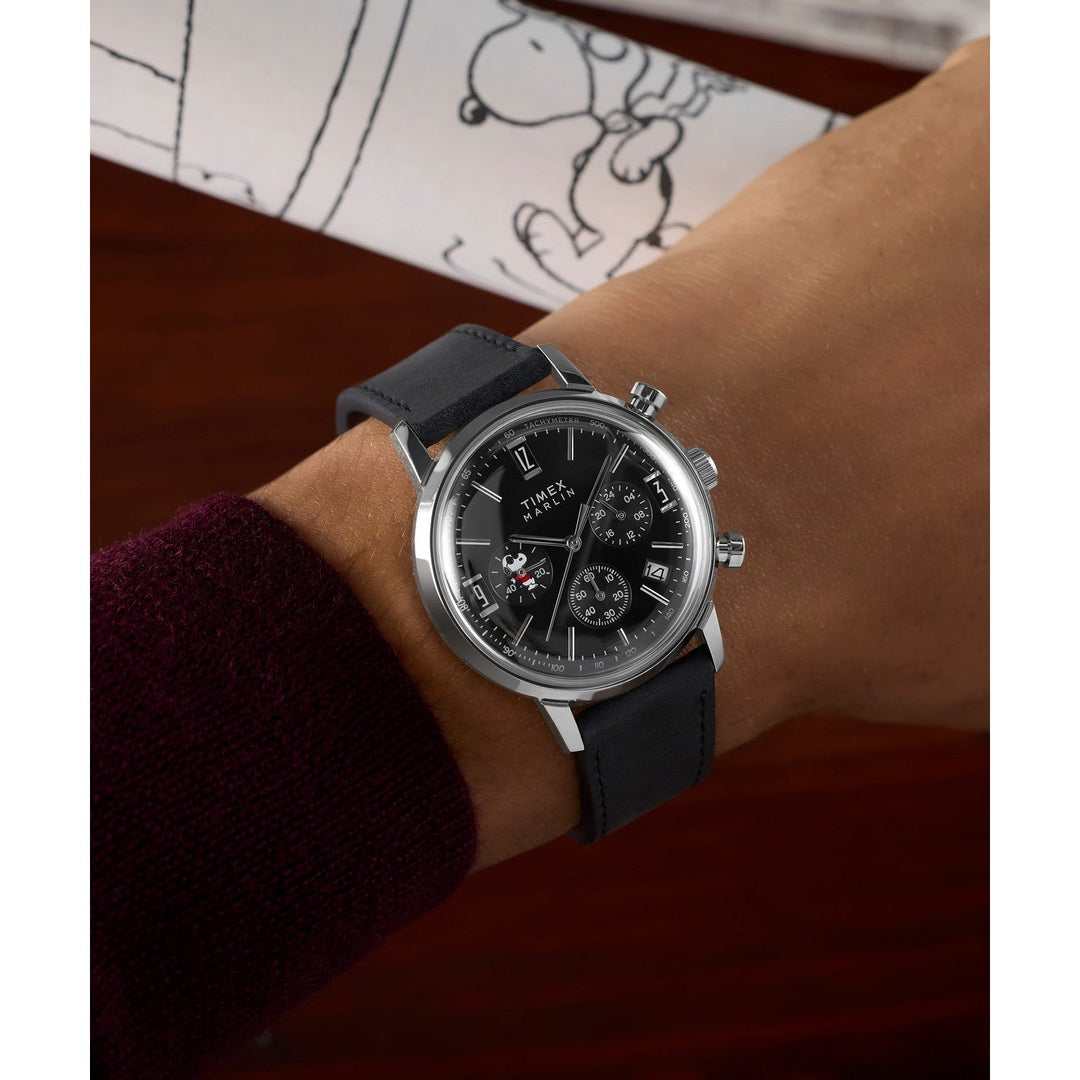 Timex Mens Peanuts Stainless Steel Black Dial Watch TW2Y48500