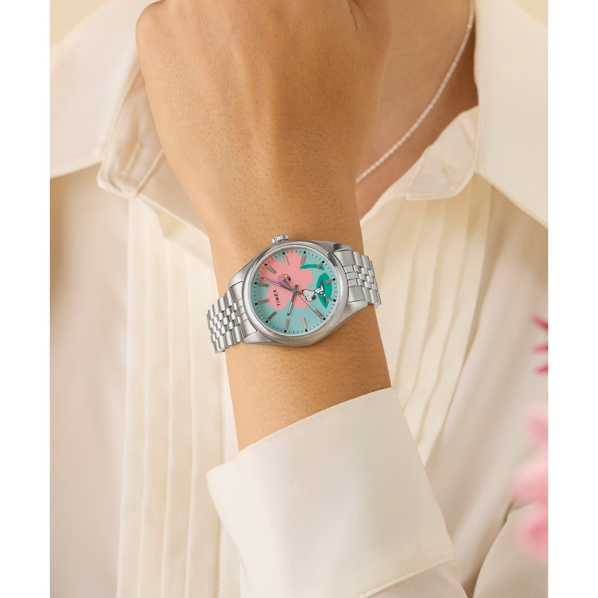Timex Womens Peanuts Stainless Steel Blue Dial Watch TW2Y52600
