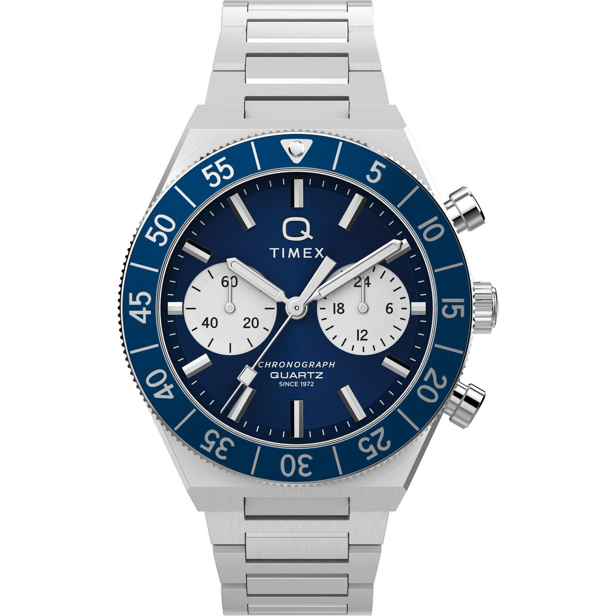 Timex Mens Q Timex Stainless Steel Blue Dial Watch TW2Y55900