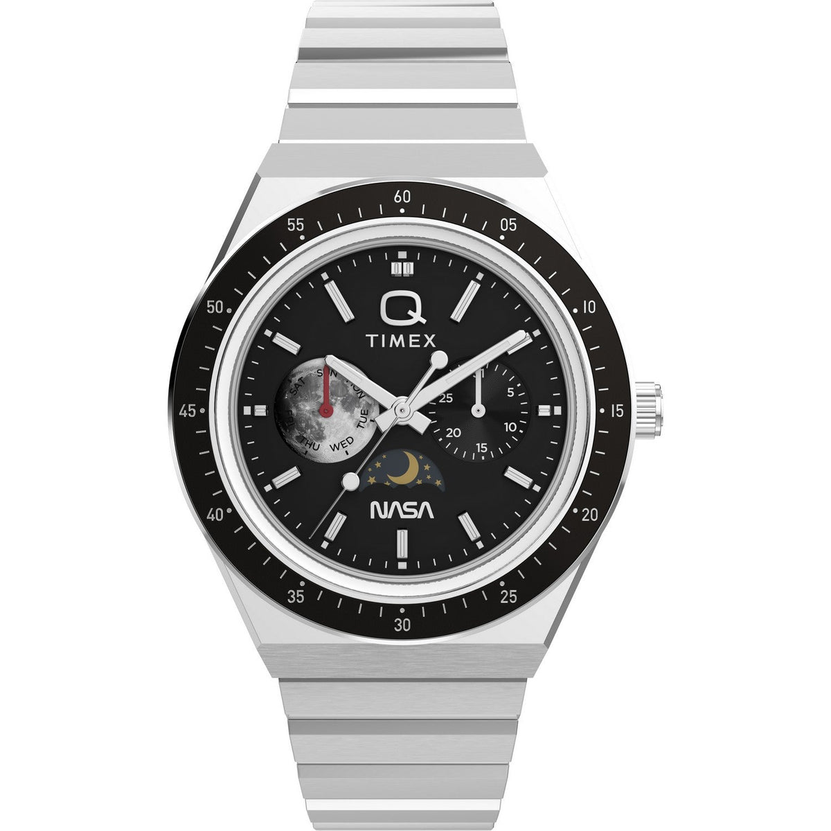 Timex Mens Q Timex Stainless Steel Black Dial Watch TW2Y56700