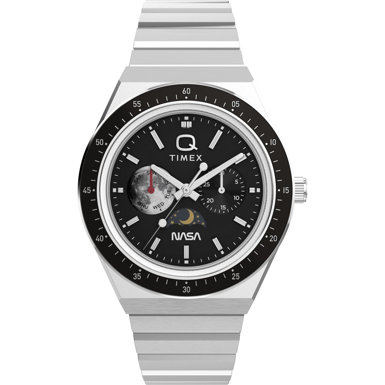 Timex Mens Q Timex Stainless Steel Black Dial Watch TW2Y56700