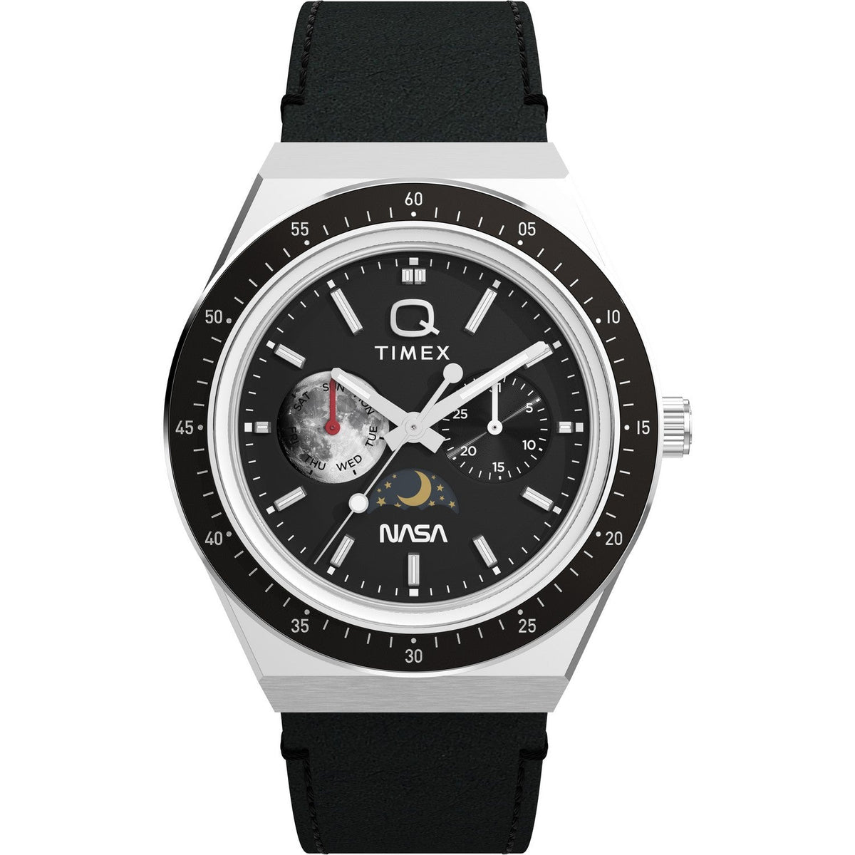 Timex Mens Q Timex Stainless Steel Black Dial Watch TW2Y56800