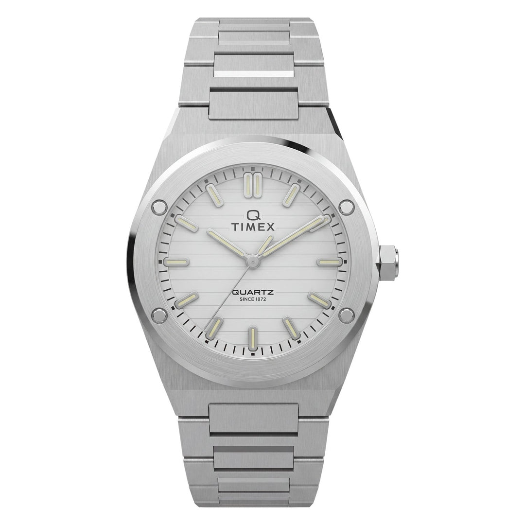 Timex Watches Womens Q Timex Marbella 34mm Stainless Steel Bracelet Watch TW2Y81800