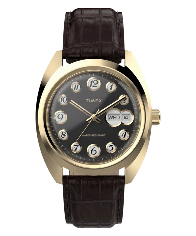 Timex Mens Timex  1976 Rotary Phone Dial Reissue 37mm Leather Strap Watch TW2Y82100