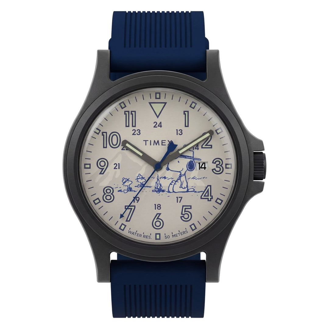 Timex Watches Mens Peanuts® x Timex Expedition® Acadia 40mm Silicone Strap Watch TW2Y84700