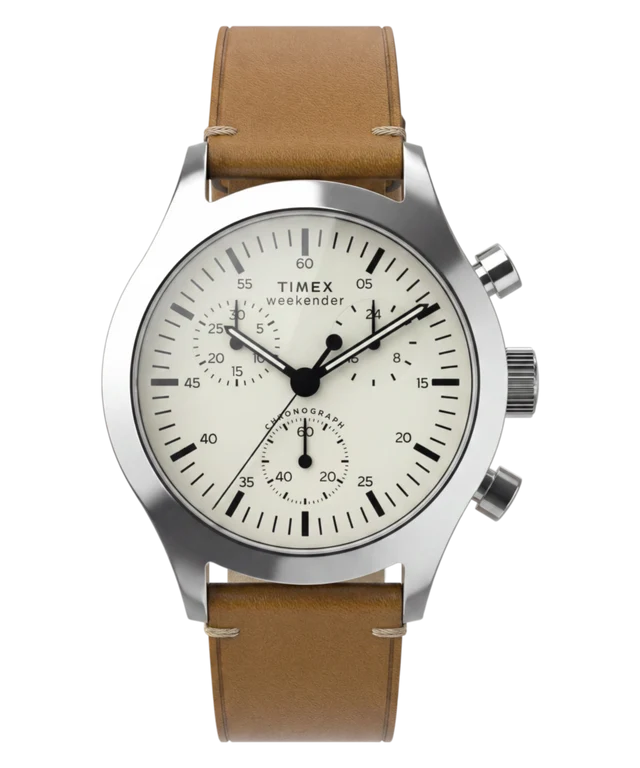 Timex Mens Timex Weekender  New England Chronograph 40mm Leather Strap Watch TW2Y85000