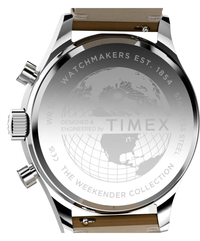 Timex Mens Timex Weekender  New England Chronograph 40mm Leather Strap Watch TW2Y85000